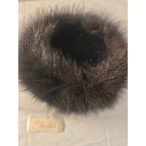 Vintage Mr Sheldon Genuine Fur Hat Dark Brown Black Women\'s Winter Pillbox USA main image 6